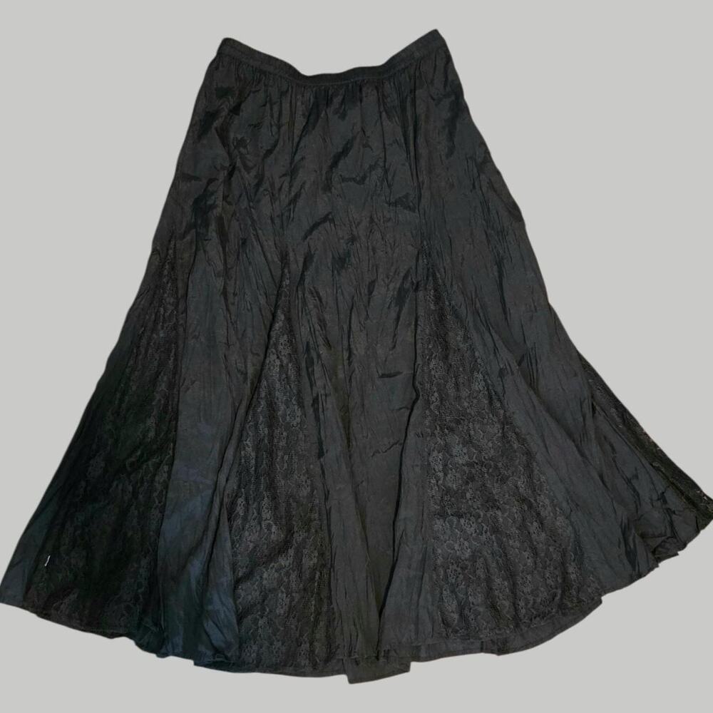 Black lace panel maxi skirt